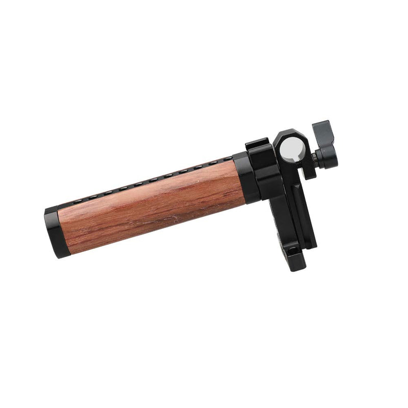 CAMVATE Brazilian Wooden Handle Grip Articulated with 15mm Rod Clamp for Camera cage (Black Knob)