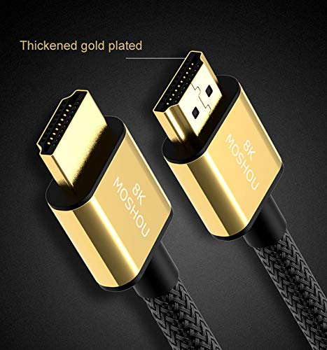 SIKAI MOSHOU Ultra High Speed HDMI 2.1 Cable 8K 60Hz, 4K 120Hz, 3D Ultra HDR 48Gbps HiFi eARC Dolby Atmos HDCP2.2 HDMI Cable Compatible with Samsung QLED 8K Q900 TV, TCL Roku TV, VIZIO TV (6 Feet) 6 Feet