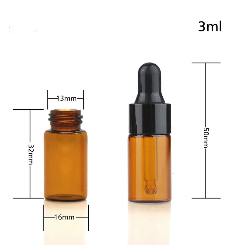 Furnido 15 Pieces Mini Amber Glass Dropper Bottle Refillable Empty Container Eye Dropper Vials with Pipette for Cosmetic Perfume Essential Oil Bottles Tiny Portable Bottles Vials (3ml) 3ml