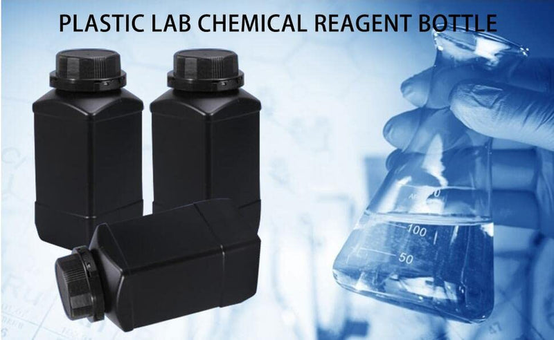 Othmro Plastic Lab Chemical Reagent Bottle, 500ml Wide Mouth Sample Sealing Liquid/Solid Storage Bottles, Black 5pcs 5pcs 500ml black
