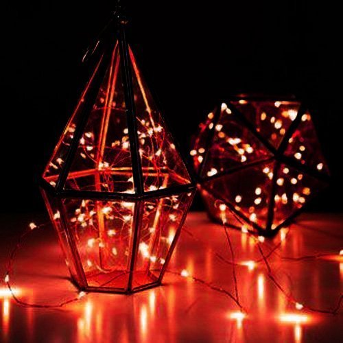Red 16.4Ft 50LEDs Battery Operated String Lights, Dimmable Fairy Lights for Indoor Outdoor Home Christmas Tree Wreath Decoration Red