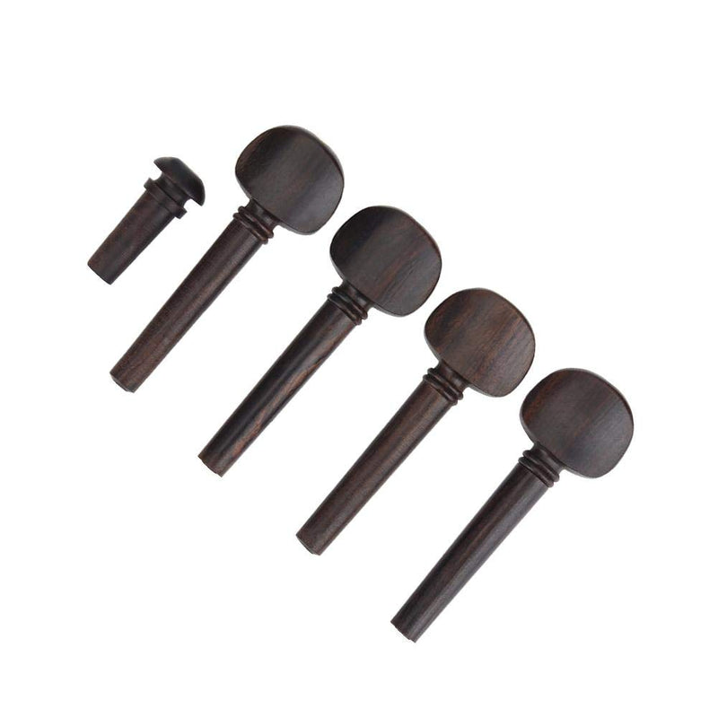 Vbest life Violin Tuning Pegs, Ebony Tuning Pegs with Endpin Set Replacement Parts for 4/4 Violins Musical Instruments