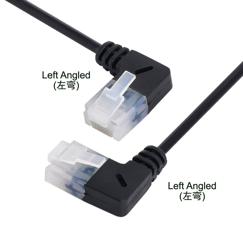 [AUSTRALIA] - Xiwai Ultra Slim Cat6 Ethernet Cable RJ45 Left Angled 25cm UTP Network Cable Patch Cord 90 Degree Cat6a LAN for Laptop Router TV Box Black Angled Left-Left 