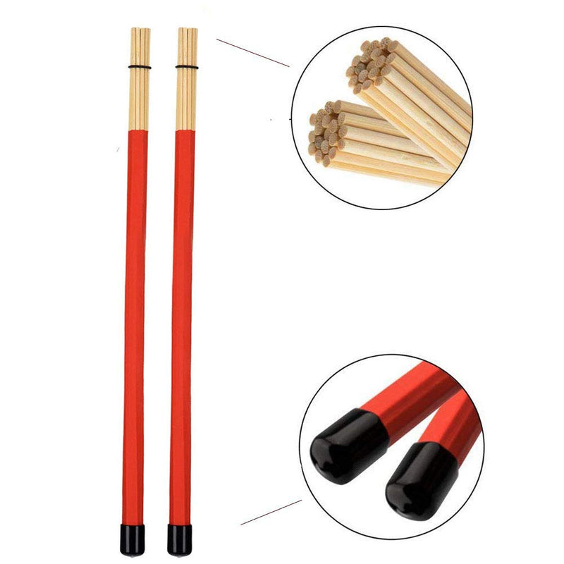 Drum Sticks Set, Oneup 1 Pair 5A Maple Wood Drum Sticks 1 Pair Drum Wire Brushes Retractable Drum Stick Brush and 1 Pair Rods Drum Sticks with Storage Bag for Jazz, Folk