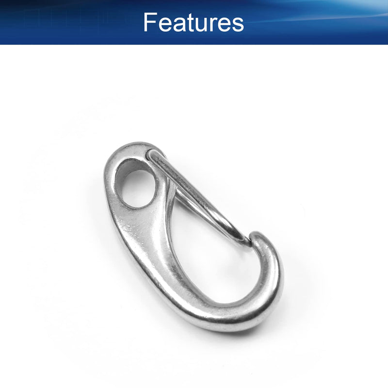Yinpecly Carabiner Hooks 304 Stainless Steel Spring Gate Snap Hook Clip for Keychain, Dog Leashes, Fishing, Pack of 5