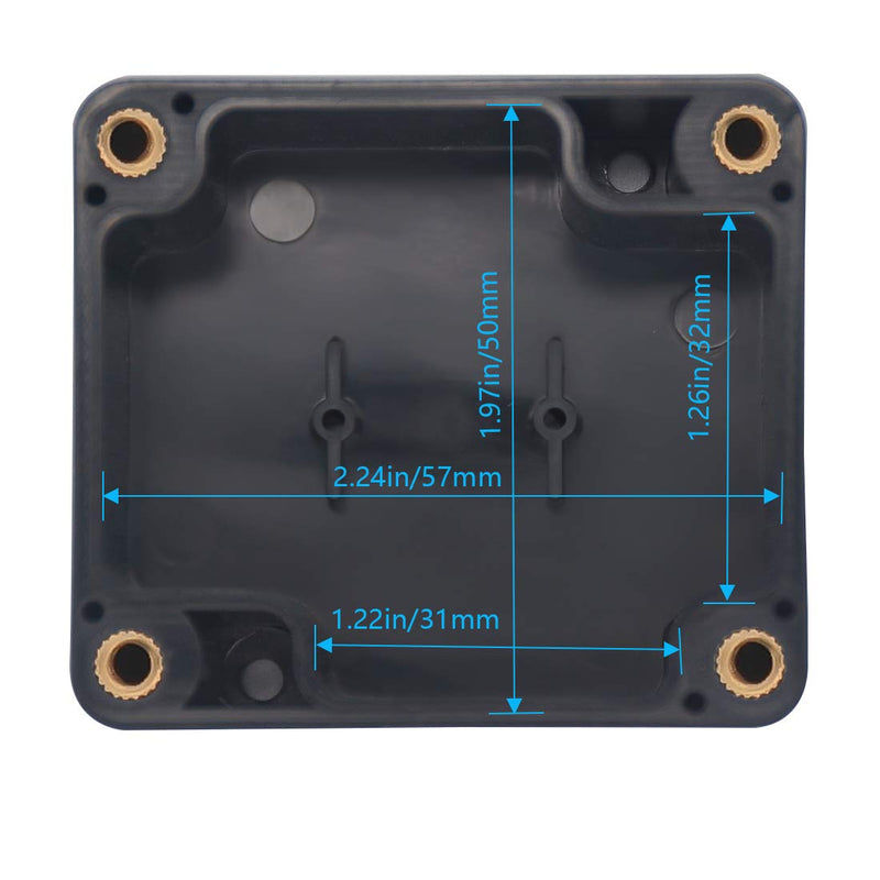 Zulkit Waterproof Plastic Project Box ABS IP65 Electrical Junction Box Enclosure Black 2.48 x 2.28 x 1.38 inch (63 x 58 x 35mm) (Pack of 2) 2.48" x 2.28'' x 1.38''(Pack of 2)