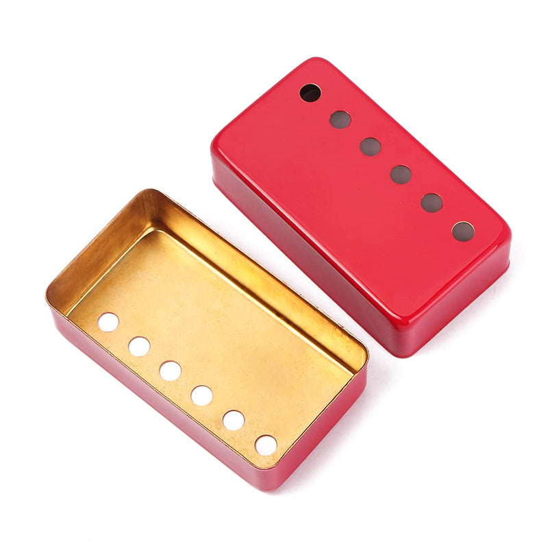 Alnicov Set of 2 Humbucker Guitar Pickup Covers Brass Pickup Covers 50MM/52MM Pole Spacing Fits for LP Les Paul Electric Guitar,Red