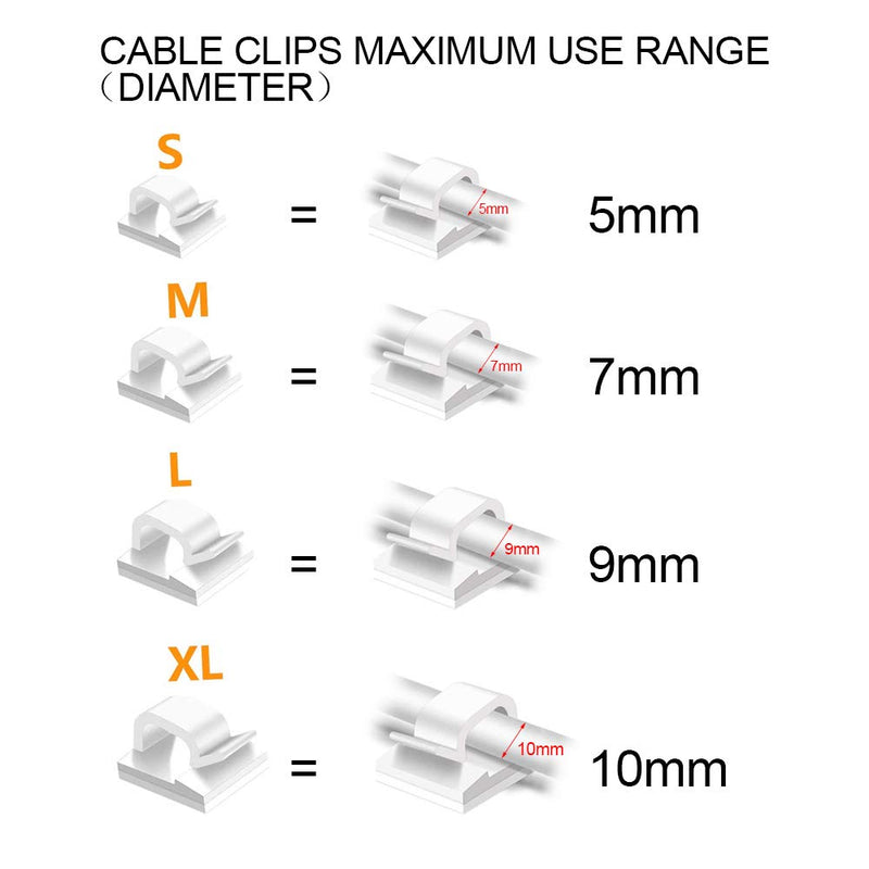 50pcs Adhesive Cable Clips, Wire Clips, Car Cable Organizer, Cable Holder, Cable Wire Management, Cable Holder for Car, Office and Home（Included S Size and Large Size Cable Clips) white …