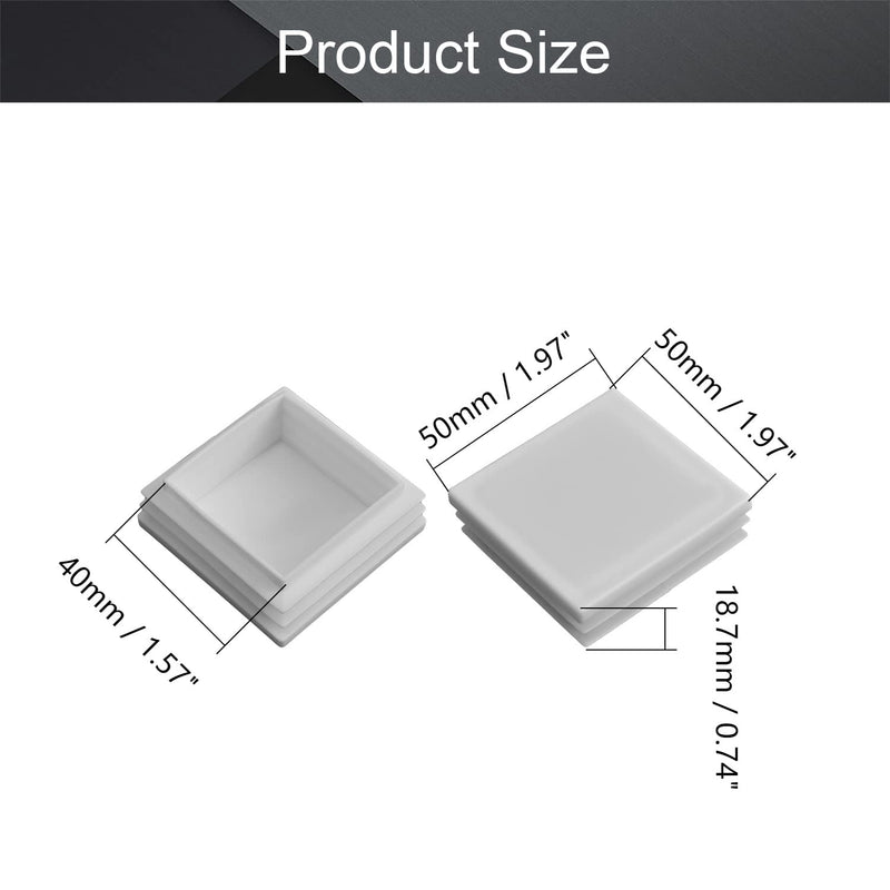 MroMax 20PCS 1.97" x 1.97" (LxW) Plastic Tubing Plug Square Post End Caps for Handrail Stair Newel Guardrail Tube White