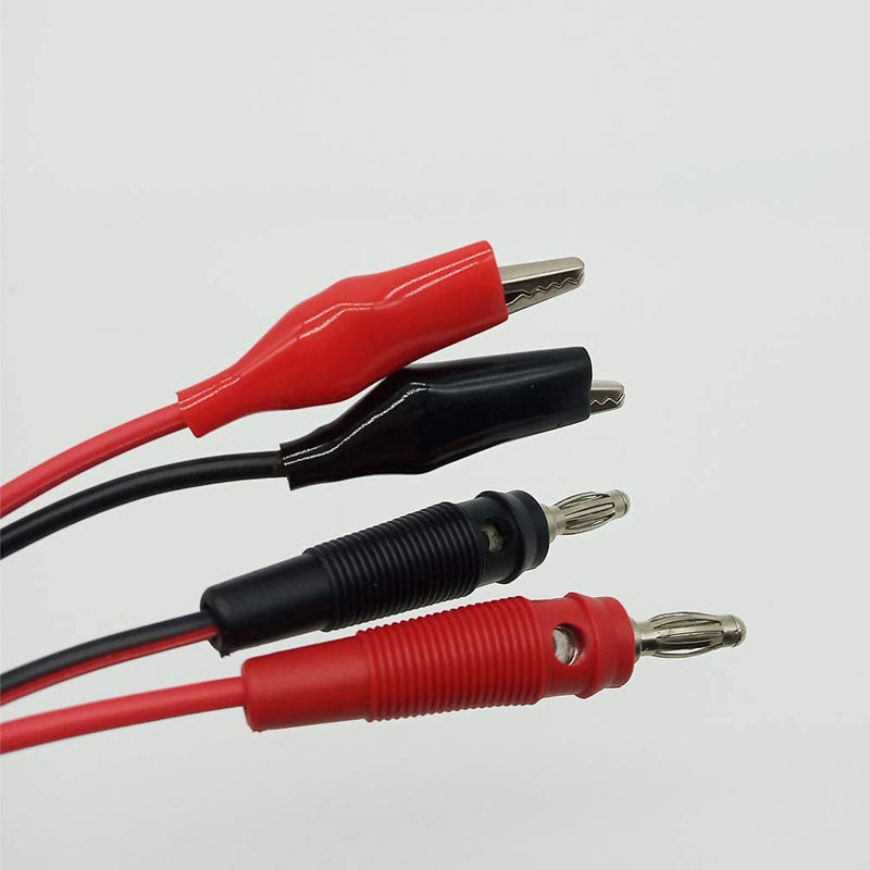 Test Lead of Banana Plugs to Alligator Clips 1-Meter(3.28ft) 16AWG Wire 5A/10A Electrical, Laboratory Electric Testing—Red& Black 2Sets 100cm