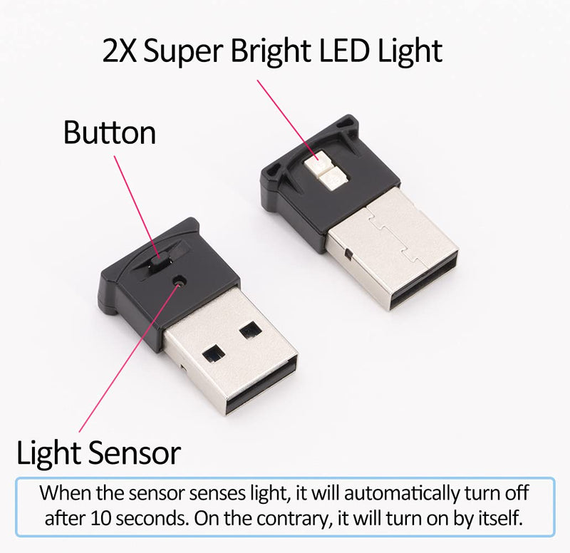 Mini USB LED RGB Light Brightness Adjustable 8 Color Changeable for Car, Laptop, Keyboard. Atmosphere Smart Night Lamp for Home Decoration ( DC : 5V ) (2 Item Package) 2 Item Package