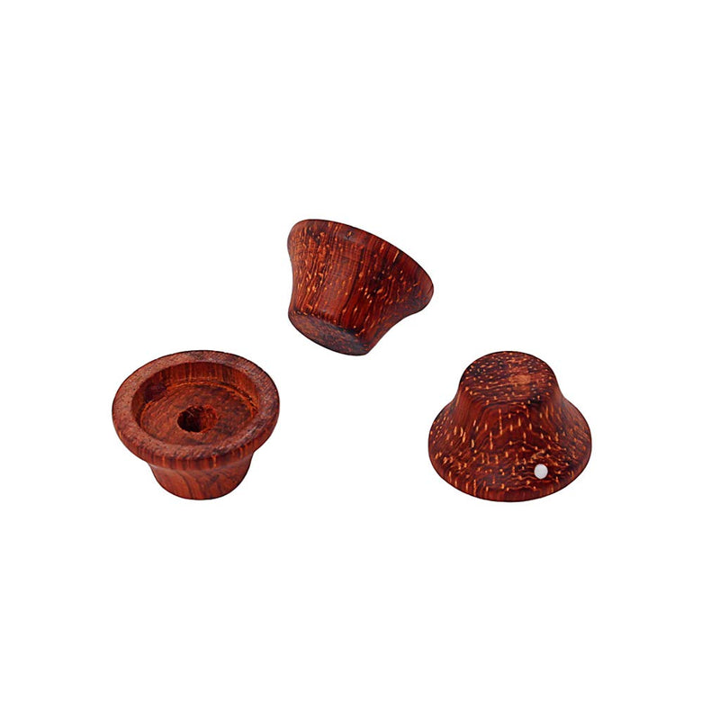 Alnicov Guitar Bass Top Hat Knobs,3-Pack Wood Knobs With Indicator Dot For Lp/Strat Style Guitar,Red Wood