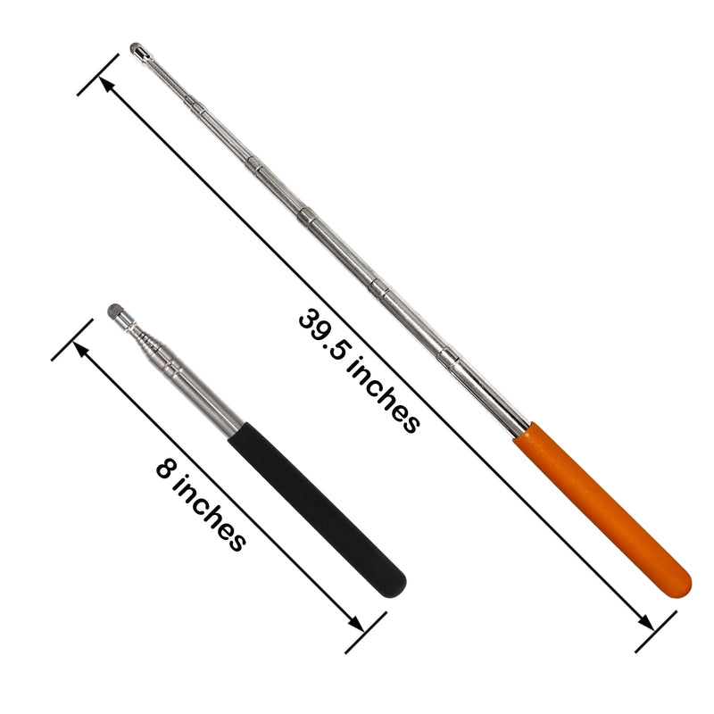 Retractable Teacher Pointer, Pointer Stick with Stylus Smooth Sensitive Tablet Pen Stylus Pen, Teacher Coach Presenter Pointer 2 Pcs Black Orange Touchscreen Stylus