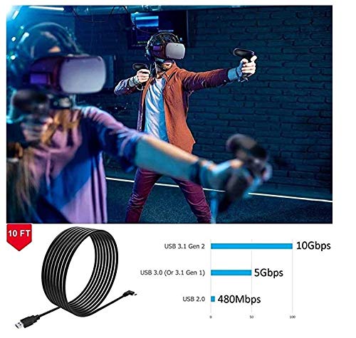 USB C Cable 10FT, Oculus Quest Link Cable, High Speed Data Transfer & Fast Charging Cable Compatible for Oculus Quest and Gaming PC