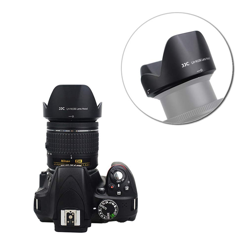 Camera Lens Hood JJC Lens Shade for Nikon AF-P DX NIKKOR 18-55mm f/3.5-5.6G VR Lens & Nikon 1 NIKKOR VR 10-100mm f/4-5.6 Lens Replaces Nikon HB-N106 Lens Hood no Vignetting Reverse Attaching -Black