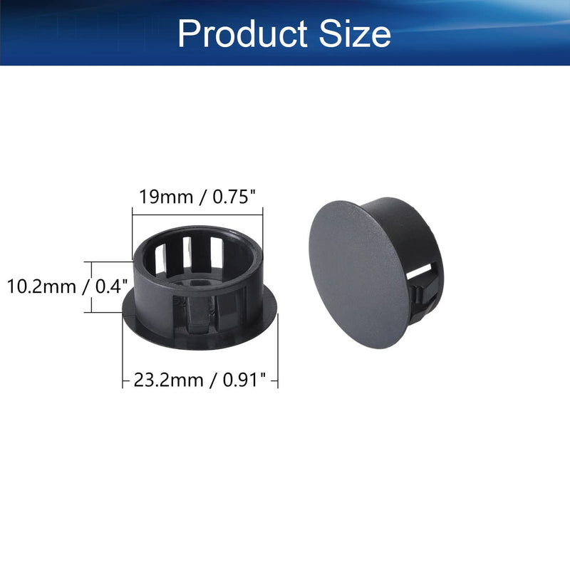 Heyiarbeit 100pcs Hole Plugs 19mm/0.75" Nylon Plastic Round Snap in Type Locking Hole Tube Furniture Fencing Post Pipe Insert End Caps Black Tone SKT-19