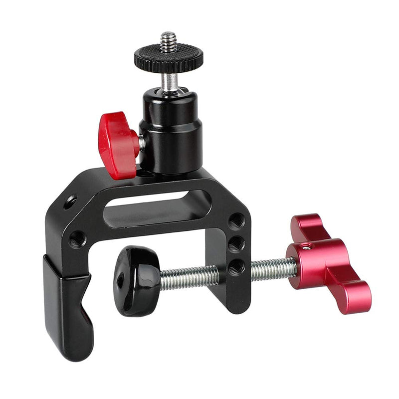 CAMVATE C Clamp Articulated 1/4"-20 Ball Head Support Holder (Red Locking Knob)