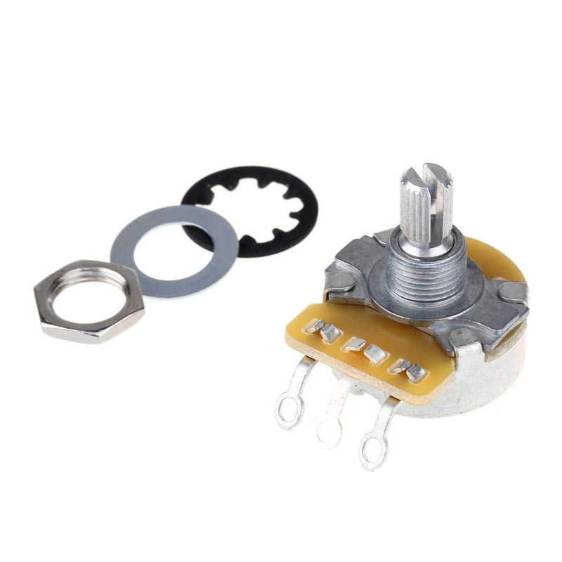 CTS 450 Series A/B500K Split Shaft Fine 24-Splines Audio/Linear Taper Potentiometer for Electric Guitar Bass, 10% Tolerance (2 Audio, 2 Linear) 500K Set