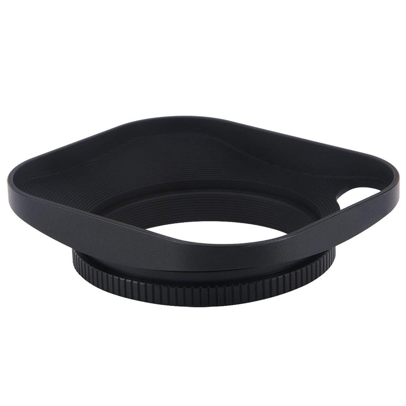 Haoge LH-B46P 46mm Square Metal Screw-in Lens Hood Hollow Out Designed with Cap for Leica Rangefinder Camera with 46mm E46 Filter Thread Lens Black