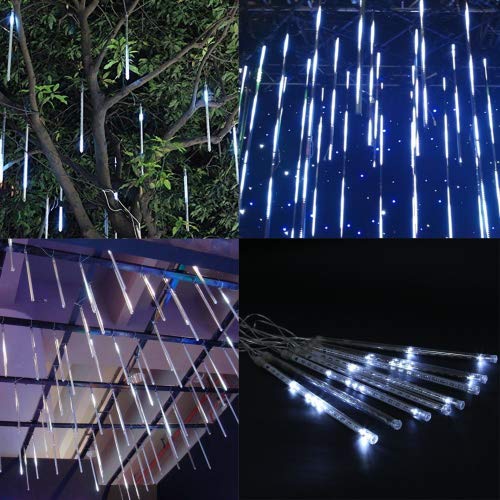 Rain Lights, EONANT 30cm 10 Tubes 360LEDs Solar Falling Lights Meteor Shower Lights Rain Drop Lights for Trees Parties Wedding Garden House Decoration (Cold White)