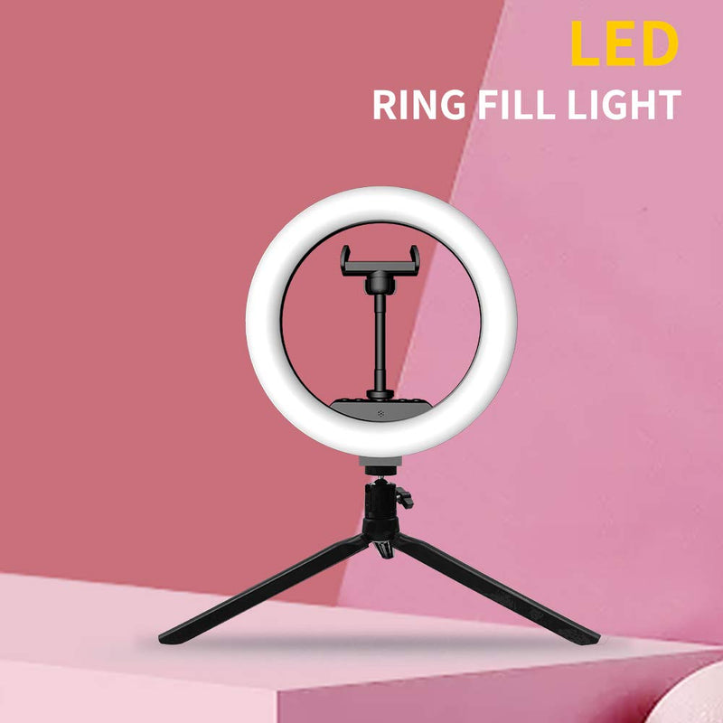 9 inches-LED Ring Light 6" with Tripod Stand for YouTube Video and Makeup, Mini LED Camera Light with Cell Phone Holder Desktop LED Lamp with 3 Light Modes & 11 Brightness Level