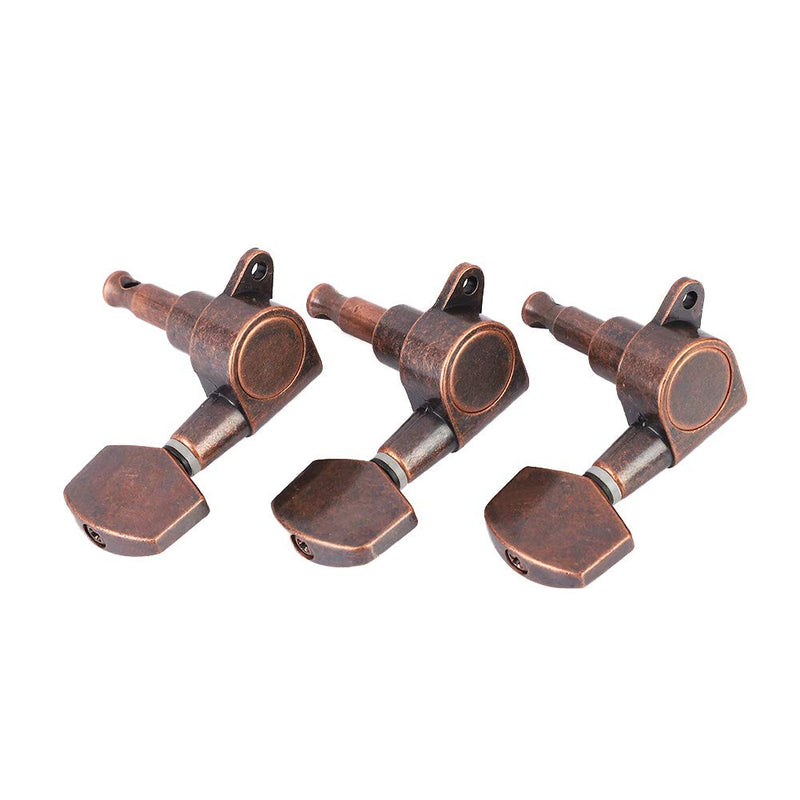 Guitar Tuning Peg, 3L3R 6 Pieces Copper Distressed Guitar String Tuner Machine Heads Knobs Locking Tuning Keys for Acoustic Electric Guitar