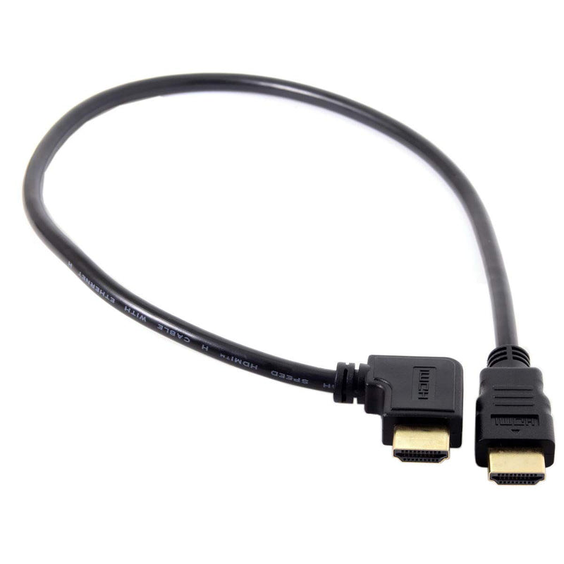 Cablecc 90 Degree Angled Type HDMI 1.4 Male to HDMI Male Cable Support 3D & Ethernet 50cm (Right Angled)