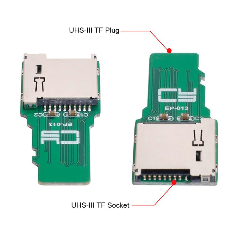 Cablecc TF Micro SD Male Extender to TF Card Female Extension Adapter PCBA SD/SDHC/SDXC UHS-III UHS-3 UHS-2 Green TF Male to TF Female