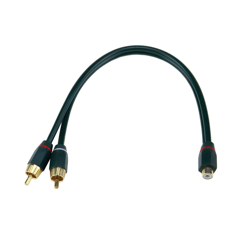 Sydien 2Pcs 12 Inches 1 Female to 2 Male RCA Speaker Splitter Dual Shielded Cablecar Audio RCA Cables Dual RCA Cables 1 Female to 2 Male(2pcs)