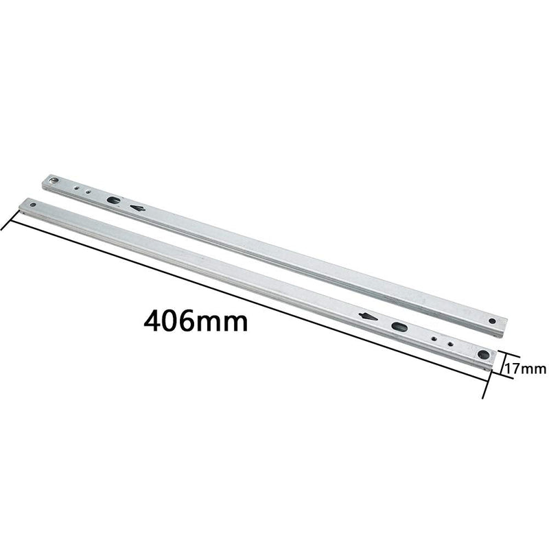 Juvielich Drawer Slides 2 Fold Ball Drawer Slides Track Rail 16" Length 0.67" Wide Silver White 1 Pair