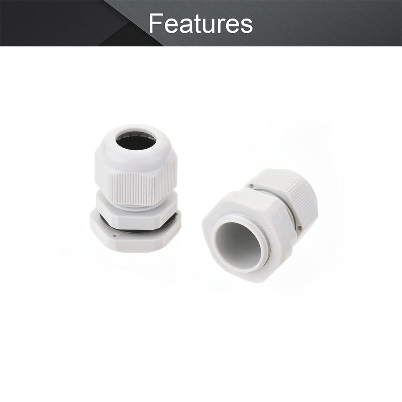 Fielect 20Pcs M22 Cable Gland Plastic Waterproof Cable Glands Joints Adjustable Connector White for 10-13mm Dia Cable
