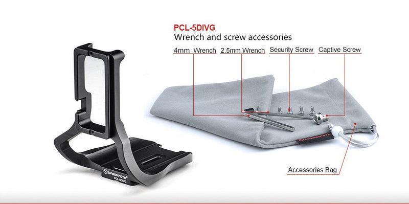 SUNWAYFOTO PCL-5DIVG L Plate for Canon 5D Mark IV Camera with Battery Grip Arca/RRS Sunway