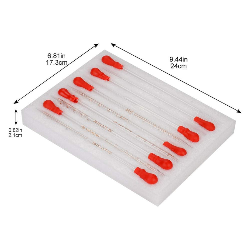 StonyLab Glass Dropper Pipettes Set, Thick Borosilicate Glass Dropping Pipettes Liquid Transfer Set with Red Rubber Caps for Lab, Set of 10 (Graduated 0.5ml, 1ml, 2ml; Non-Graduated 1ml, 3ml)