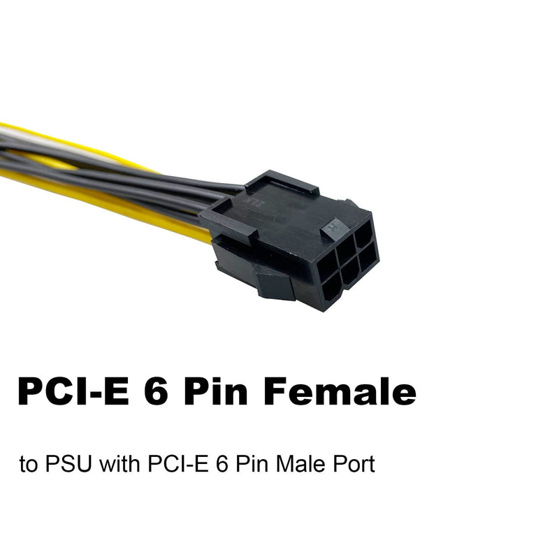Amangny PCI-E 6 Pin Female to Dual 8(6+2) Pin Male PCIe Adapter Power Cable PCI Express Y - Splitter 12.5 Inches (6 Pack) 6 Pack