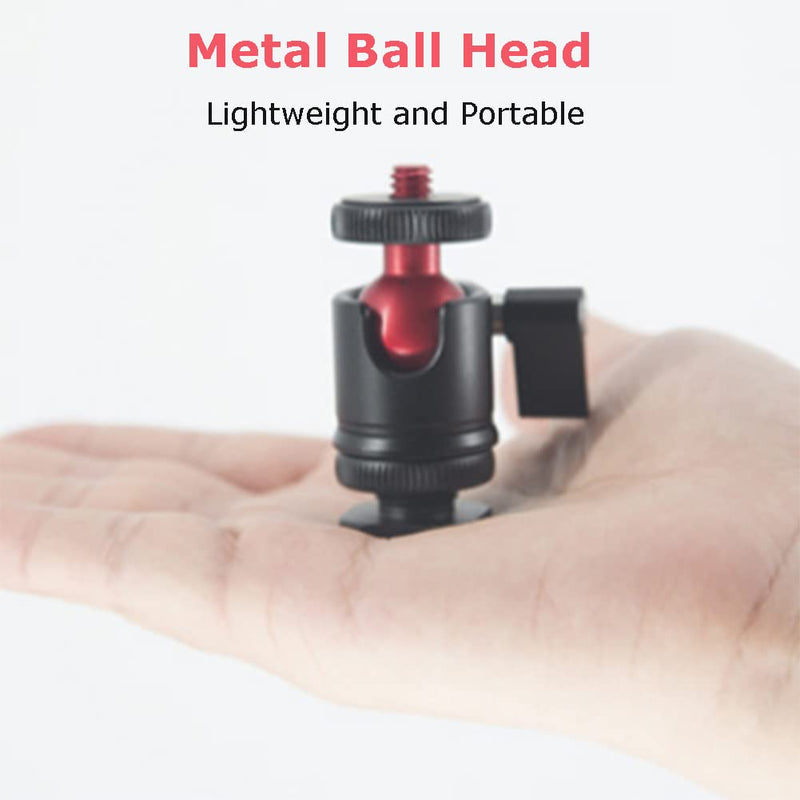Tripod Head, Mini Ball Head Camera Mount, Aluminum Alloy Metal Ball Head, 360 Degree Camera Mount, 1/4" Screw Mount for DSLR Camera Fill Light
