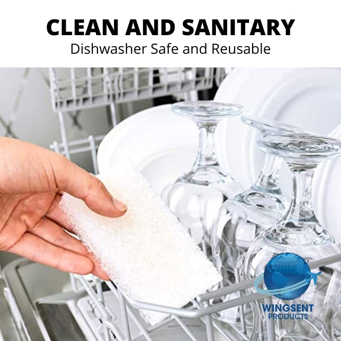 Commercial Light Duty Scrub Pad - for Heavy-Duty Cleaning and scrubbing - 4.625" x 10" - White (Pack of 5)