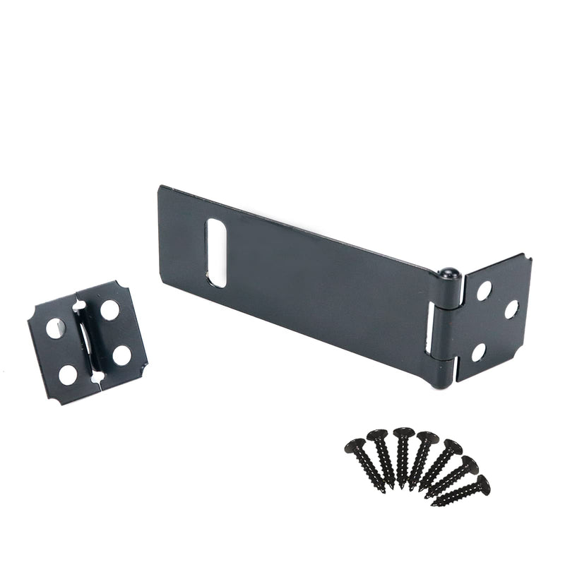 Tsnamay 4Pcs 4Inch Black Padlock Hasp,Door Slide Latch Lock Black Painted Iron Lock Black Iron with Screws for Home Yard Garden