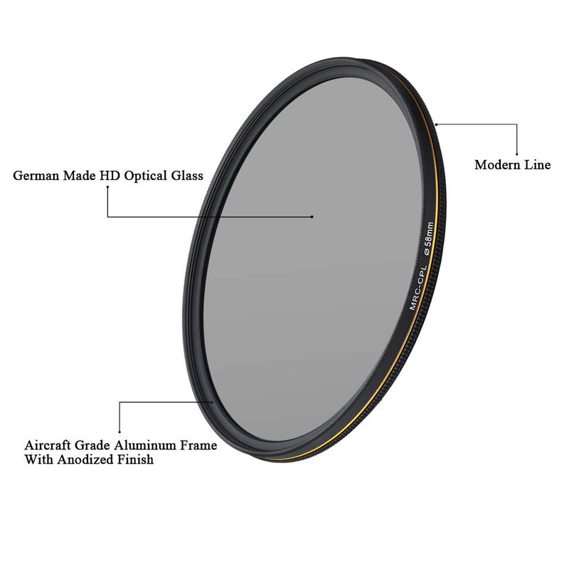 [AUSTRALIA] - LENSKINS 58mm CPL Circular Polarizing Filter for Camera Lenses, 16-Layer Multi-Resistant Nano Coated, Ultra Slim, German Optics Glass, Weather-Sealed, Circular Polarizer Filter with Lens Cloth 