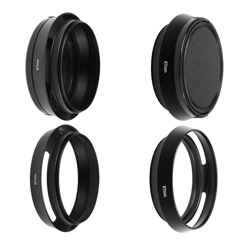 SIOTI Camera Standard Hollow Vented Metal Lens Hood with Cleaning Cloth and Lens Cap Compatible with Leica/Fuji/Nikon/Canon/Samsung Standard Thread Lens 67mm Standard Vented