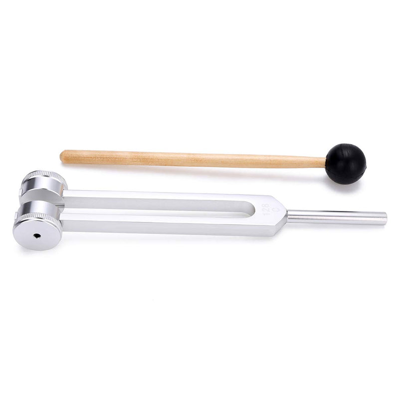 [AUSTRALIA] - Bysameyee Tuning Fork 128 Hz, C-128 Frequency Aluminum Alloy Medical Non-Magnetic Tuning Fork for Healing with Taylor Percussion Hammer Mallet (Tuning Fork 128Hz) Tuning Fork 128Hz 