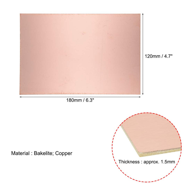 [AUSTRALIA] - uxcell Single-Sided Copper Clad Laminate PCB Circuit Board, FR4 180x120mm 7.09x4.72 inch, 1.5mm Thickness DIY Prototyping PCB Board, Name Board, 5pcs 5 