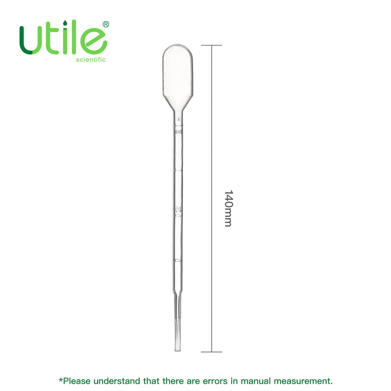 Utile 100pcs of Sterile Transfer Pipettes, Essential Oil Pipettes, Cap.3ml with 140mm Length, Low-Density Polyethylene Material, Individual Peel-Pack, 4320.0313.100 Vol.3ml, 100pcs/box
