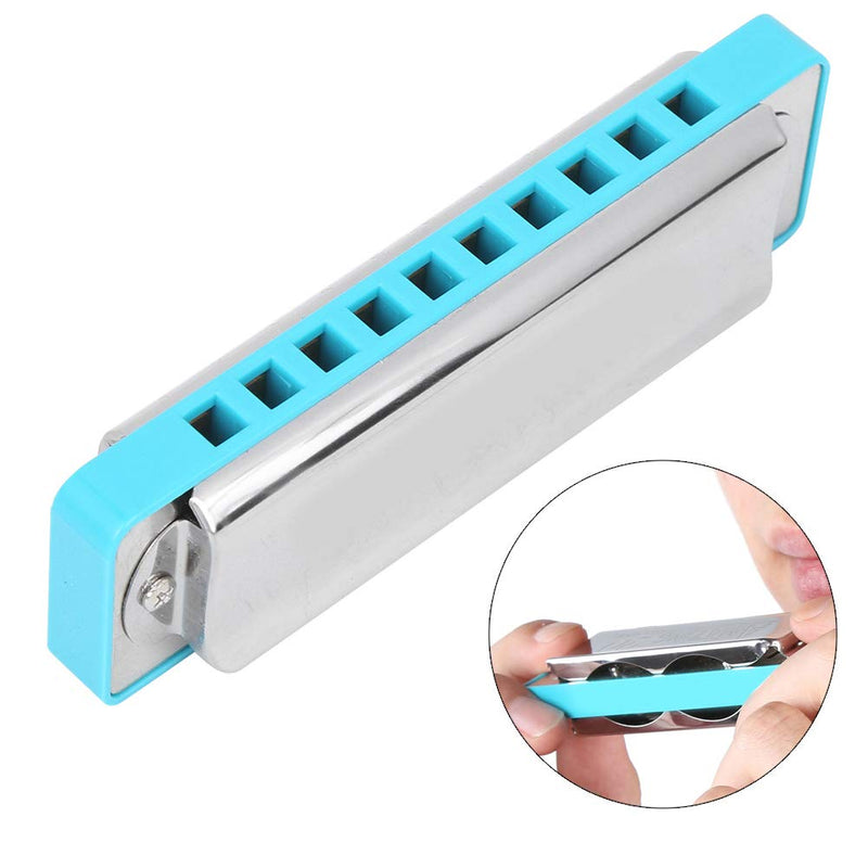 Harmonica Key of Ab 10 Holes Blues Harmonica Mouth Organ for Beginners Practice (Blue) Blue