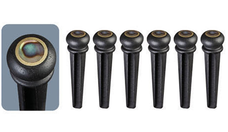 Blisstime 6pcs Ebony Guitar Pins Inlaid Abalone Dot Acoustic Guitar Replacement Parts