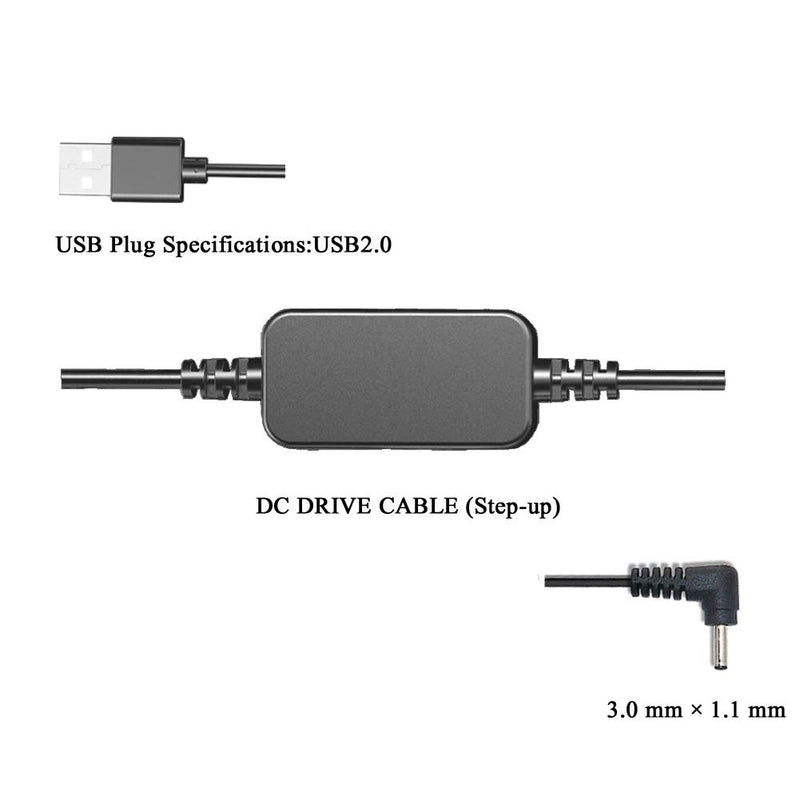 Raeisusp 5-8.4V USB Drive Cable ACK-E12 Mobile Power Supply + DR-E12 DC Coupler LP-E12 Dummy Battery DC Grip + 5V 3AMP Adapter Kit for Canon EOS M EOS M2 M10 M50 M100 M200 2