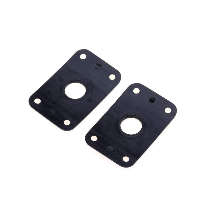 Musiclily Pro Plastic Curved Jack Plate Rectangular Jackplates for Electric Guitar, Black (Set of 2)