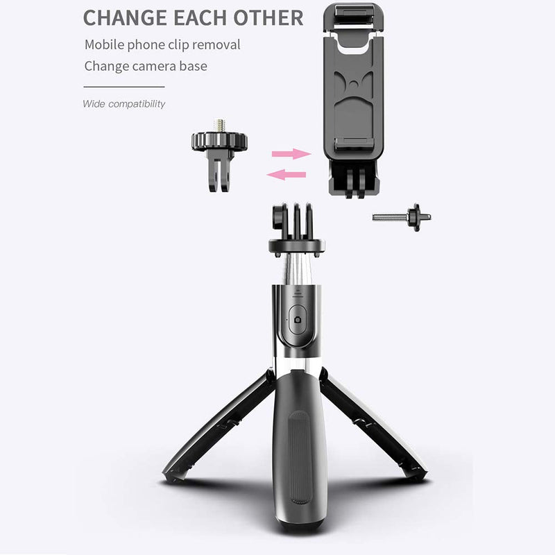 The New Multi-Function Selfie Stick Tripod, 39.4 inches Expandable Bluetooth Wireless Remote Control, Compatible with Small Cameras, iPhone 11 11PRO XS Max XS XR X 8P 7P, Galaxy S20 S10 S9 S8, Gopro