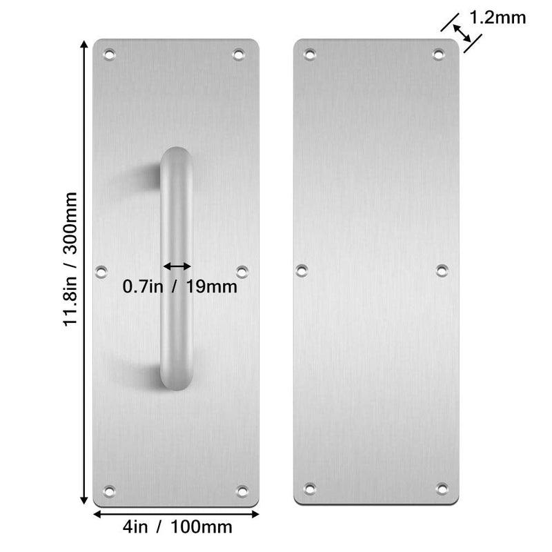 Aybloom 304 Stainless Steel Door Handle, Pull and Push Plate Door Handle with Screws, 1 Set (3.94Inch Width x 11.81Inch Height x 0.04Inch Thick)