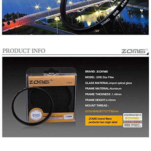 ZM 58mm Star-Effect Cross Starburst Twinkle Lens + 4 Points Star Filter + 6 Points Star Filter + 8 Points Star Filter Set for Canon Nikon