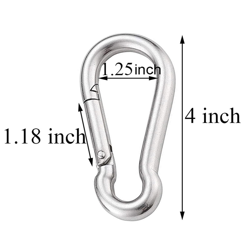 4 Inch Spring Snap Hook 304 Stainless Steel Quick Link Lock Fastner Hook for Boating and Heavy Duty Use, 400 lbs Maximum Capacity, 2 Pcs